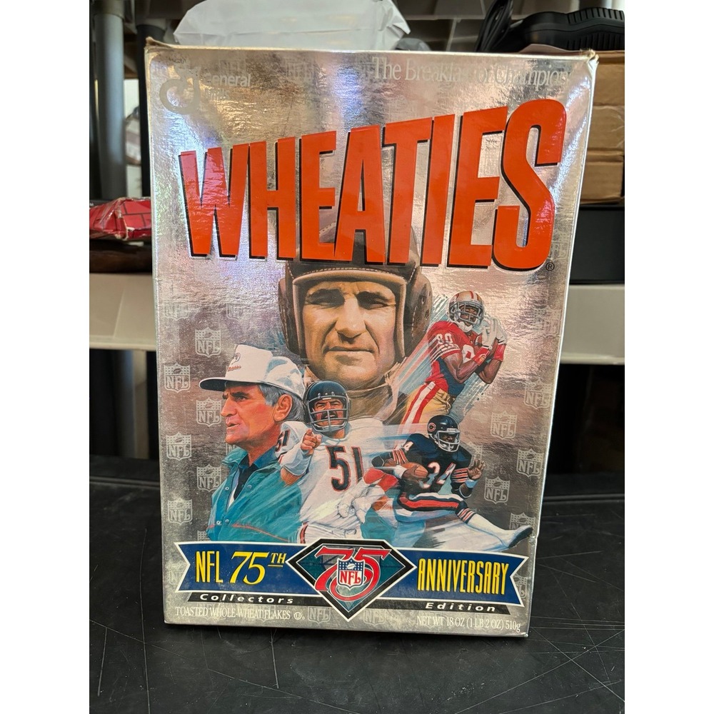 1994 NFL 75th Anniversary Wheaties Cereal box Dolphins Bears 49ers Empty